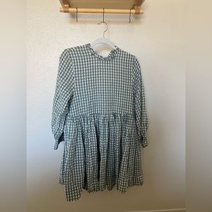 Gingham blue long sleeve midi dress.